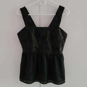 Cute Black Peplum Lace Blouse